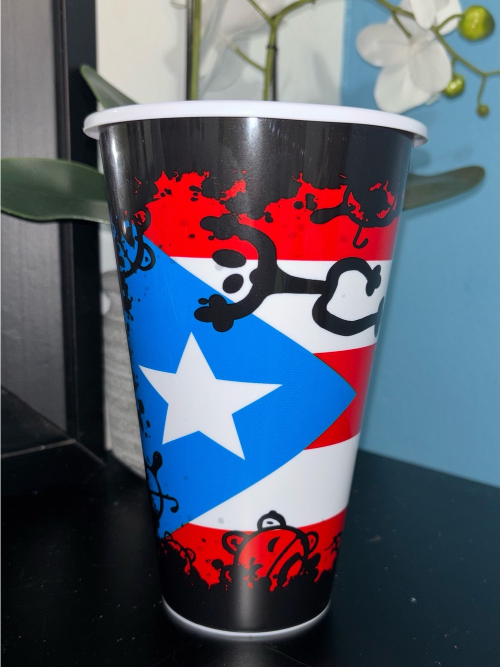 Puerto Rico Flag Graphic Reusable Cup - TAINO COQUI DESIGN